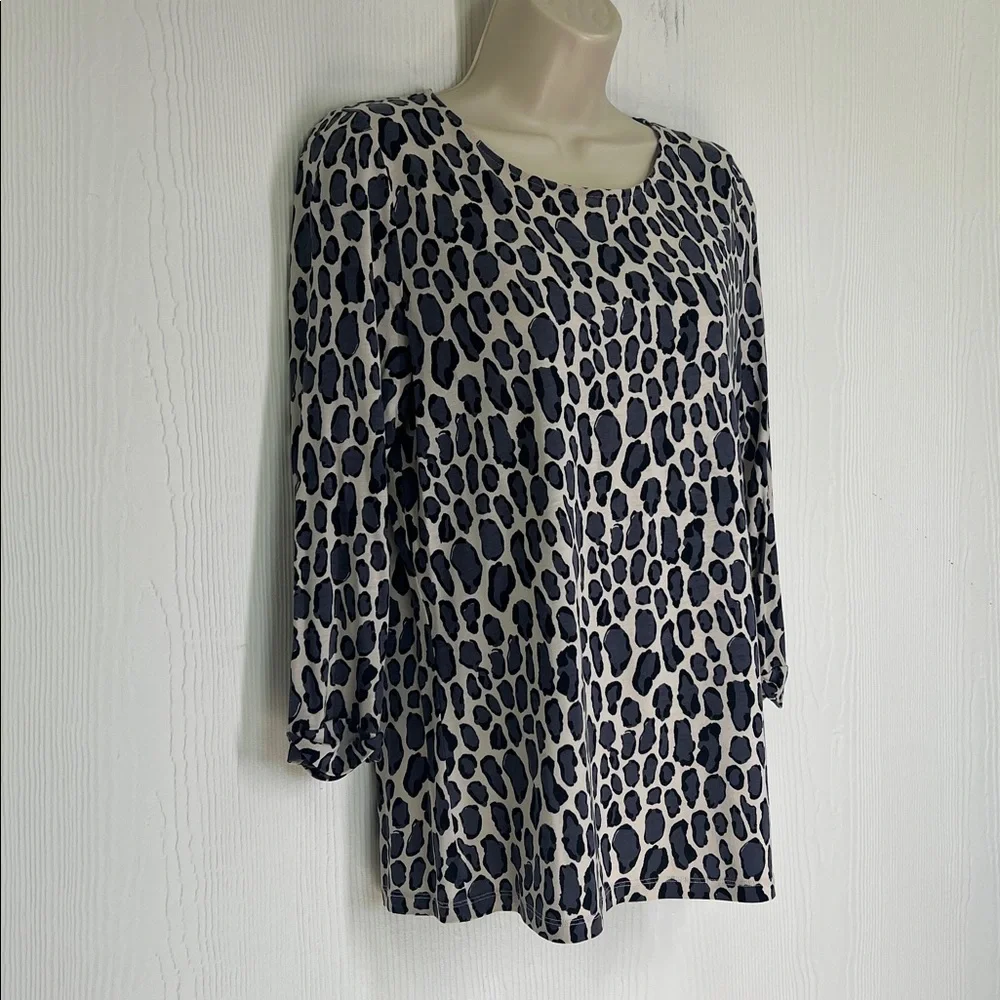 Boden - Leopard Colorful  Animal Print Round Neck Long Sleeve Blouse Size 6 - Picture 3 of 10